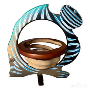 Collapsible Wooden Fish Spiral Cut Basket Accordion Bowl Beach Decor